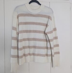 AE Striped Cream and Tan Sweater
